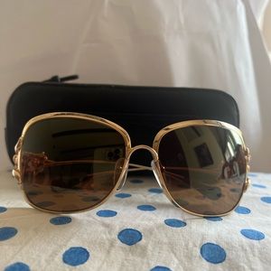 Chrome Hearts “Call me back Kate” sunglasses- Gold w/leather case. Authentic.